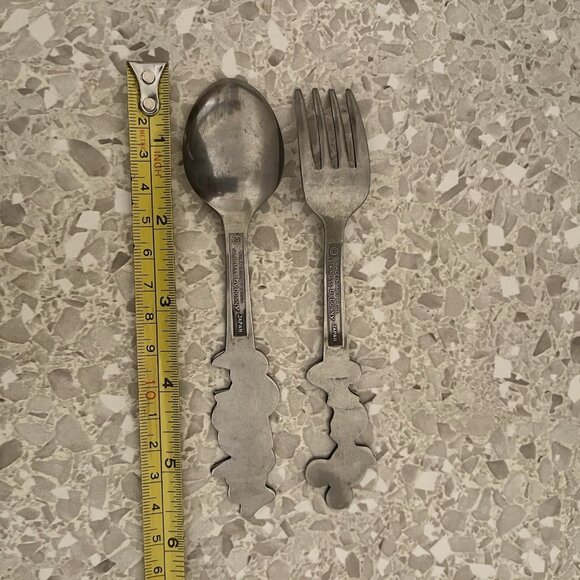 Walt Disney Mickey Mouse & Donald Duck Childrens Fork and Spoon Japan Light Wear - Picture 3 of 5